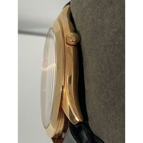 Michael Kors MK4301 Women Black Leather Analog Rose Gold Dial Wrist Watch GE181 - Picture 3 of 11